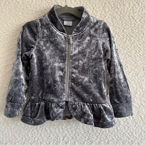 Polarn O. Pyret Sweden Velvet Silver‎ Zip Up Swan Embroidery Size 1-1.5 Years